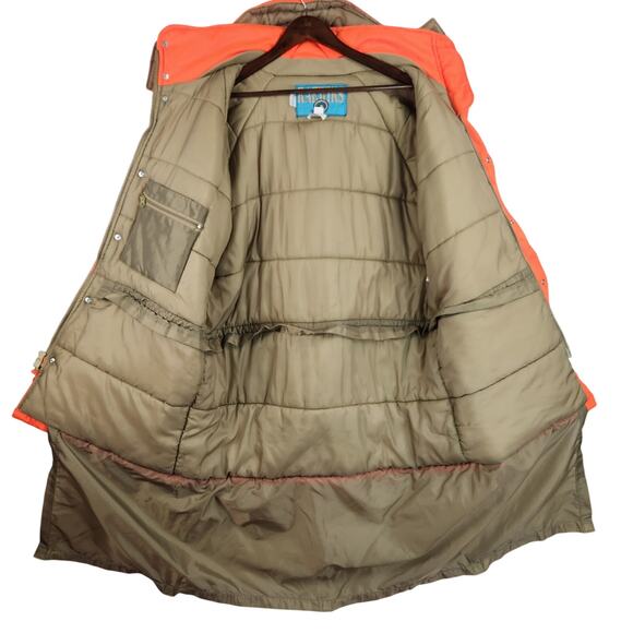 Raewiks Mens Chore Coat SZ LG Orange Hooded Insulated Water Proof Vintage - Picture 3 of 16